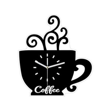 Imagem de Wswqop Coffera de café Relógio de parede decoração de casa engraçada decorativa silenciosa única para sala de jantar de cozinha quarto de estudo