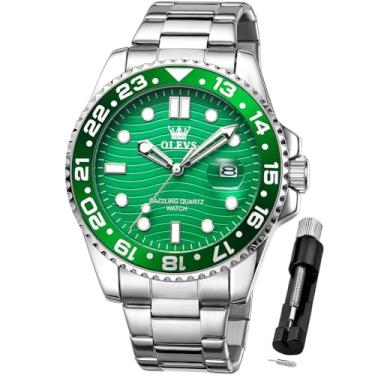 Imagem de OLEVS Relógio masculino para negócios, analógico, quartzo, aço inoxidável, à prova d'água, luminoso, para mergulho, luxuoso, casual, masculino, prata, relógio de pulso masculino, Relógios prateados