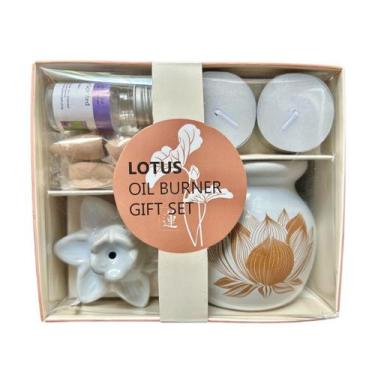 Imagem de Kit Presente Aromatizador Rechaud Vela Incensário Flor de Lótus - Siro