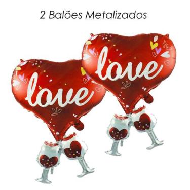 Imagem de Kit 2 Balão Metalizado Coração Love Champagne - PTD Festas