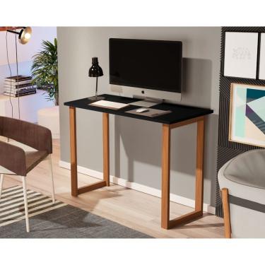Imagem de Mesa de Estudo Office 0,76cm - Pés em Madeira Maciça c/ Pintura Anti Umidade - Tampo 15mm c/ fita de borda - Preto