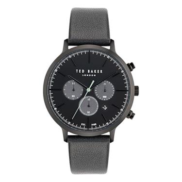 Imagem de Ted Baker Relógio masculino com pulseira de couro preto, Preto