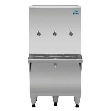 Imagem de Bebedouro Industrial Coluna 100 Litros Ra10 Frisbel Bebedouro Inox 220V