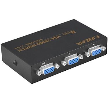 Imagem de LIYU VGA 2 em 1 saída 2 portas 15 pinos VGA botão de pressão interruptor de vídeo VGA bidirecional para monitor de TV PC, resolução de até 1920 x 1440 (não para monitores DDC, DDC2, DDC2B) - Preto