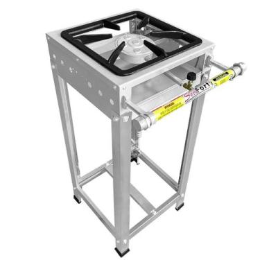 Imagem de Fogão Industrial 1 Boca, Alta Pressão, Inox, Queimador Caulim 125mm - 