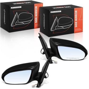 Imagem de A-Premium Par (2) espelhos retrovisores elétricos do lado do motorista e do passageiro - Compatível com Toyota Yaris 2012 2013 2014 - Espelho retrovisor externo preto dobrável manual não aquecido