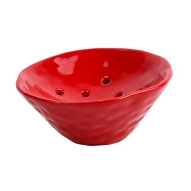 Imagem de IEUDNS Suporte floral em formato de sapo, vaso de cerâmica para flores, tigela, decoração para casa, vaso, arranjo de flores para escritório, quarto, peça, Vermelho