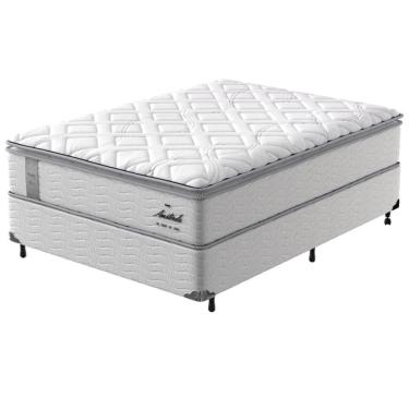 Imagem de Cama Box Casal Amsterdã Com Pillow Top E Molas Ensacadas 68X138X188Cm Probel Branco E Preto