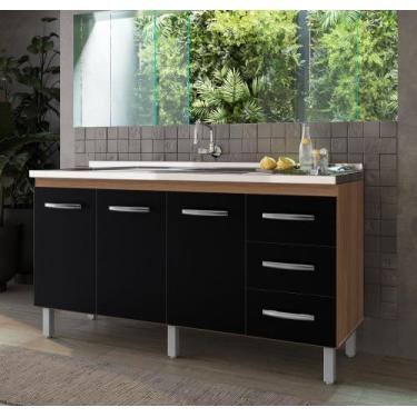 Imagem de Balcão de Pia 150m Diana Sem Cuba/Tampo com 3 Portas 3 Gavetas - Savan