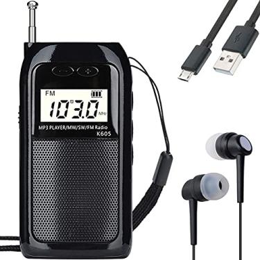Imagem de HanRongDa Rádio Portátil Fm/Am De Ondas Curtas Walkman Com Alto-Falante E Retroiluminação, Tocador Mp3 Suporte Para Cartão Tf, Rádios Bolso Estéreo Bateria 500 Mah Caminhadas, Acampamentos, Viagens