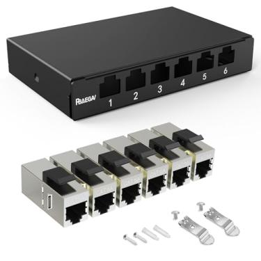 Imagem de PBAEGAV Painel De Conexão 6 Portas 0,5U Com Acopladores Cat6A Keystone Stp, Rede Cat6 10G Sem Interrupção, Economizando Tempo Ethernet Rj45 (Com Conector Kestone Blindado)