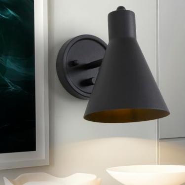 Imagem de Teqinchy Arandelas De Parede Pretas Com Interruptor, Luminária Banheiro, Abajur Metal, Iluminação Regulável Para Quarto, Sala Estar, Cabeceira, Corredor, Escada E26 Fiação Fixa