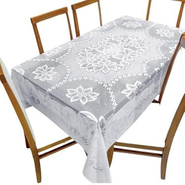 Imagem de Toalha de Mesa Rendada Retangular, 2,20m x 1,80m, 8 Lugares, Branca, Jacquard