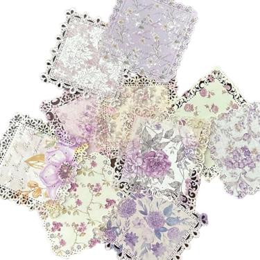 Imagem de XERE 20 Peças De Papel Rendado Roxo Para Scrapbook, Decoração Vintage Fofa E Estética Álbum Fotos, Caderno Esboços, Gratidão, Diário, Bullet Journal, Quadrado