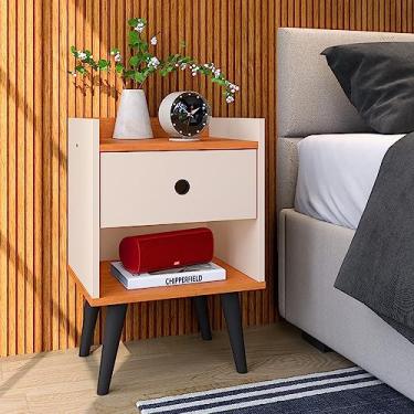 Imagem de Mesa de Cabeceira Decore organizador criado mudo box para quarto com gaveta - Loja Inova BR (Off White/Cinam.)