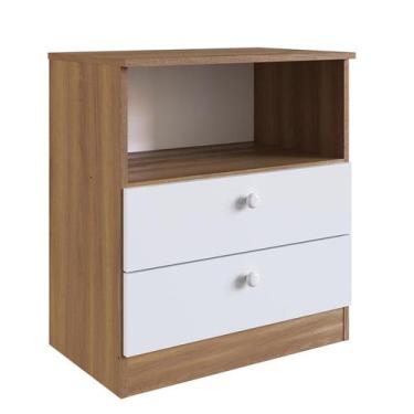 Imagem de Cômoda Infantil Aconchego 2 GV Branca e Nogal - Completa Móveis
