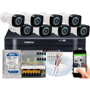 Imagem de Kit 8 Câmeras seguranca Hd 720p Dvr Mhdx Multi Hd 8 Canais C/Hd 320gb 