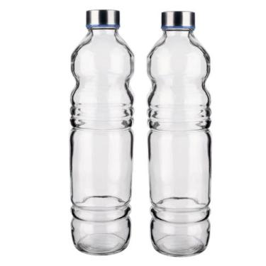 Imagem de Kit 2 Garrafa De Vidro Quadrada H2o 1 Litro - Euro Home