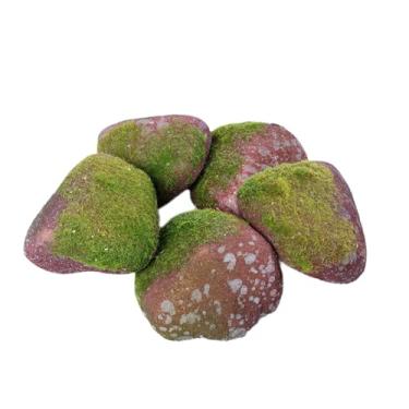 Imagem de Fenteer 5 peças de pedras artificiais decorativas, pedras artificiais falsas para paisagem, para jardim de fadas, gramado faça você mesmo, E