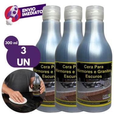 Imagem de Cera Mármore E Granito Preto E Escuro Com Carnaúba 300ml Proteção Bril