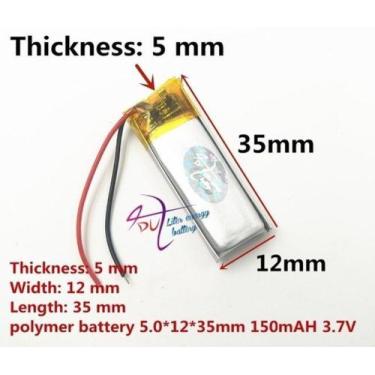 Imagem de Bateria 501235 C/ 150mah 5mmx12mmx35mm 2 Fios 3,7v - - bgb