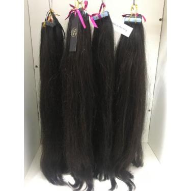 Imagem de Alongamento fita adesiva 50/55cm 50g - Cabelo Russo, Preto