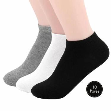 Imagem de kit 10 pares MEIA SOQUETE PRETA CANO CURTO MASCULINA FEMININA - HANGAR