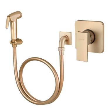 Imagem de Monocomando com Ducha Higiênica Axiom Slim Dourado Matte