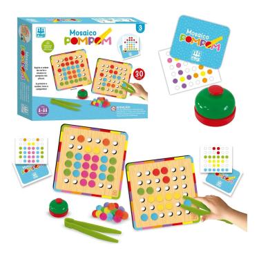 Imagem de Jogo Educativo Mosaico Pompom Em Madeira - Nig Brinquedos