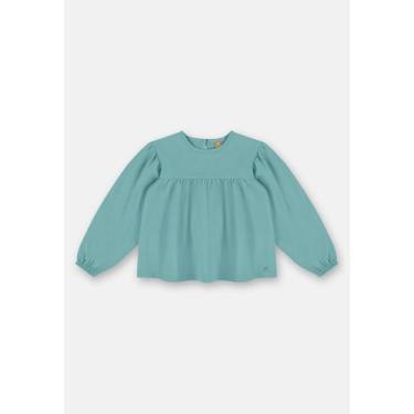 Imagem de Blusa Infantil Feminina em Meia Malha com Franzido Up Baby, Azul, 2