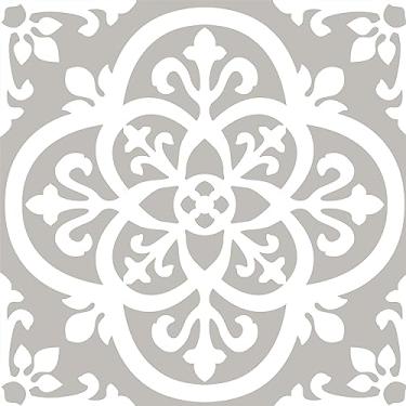 Imagem de Adesivos de azulejo da coleção cinza, 15 x 15 cm, conjunto de 12 peças, decalques de azulejo Backsplash para banheiro e cozinha, decalques de parede de vinil fáceis de aplicar, basta remover e colar