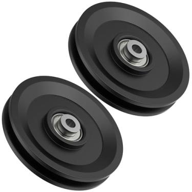 Imagem de Mixizigoz Substituição de roda de roldana de rolamento de nylon universal de 115 mm compatível com máquina de cabo, academia doméstica, sistema de polia de porta de garagem, máquina de peso,