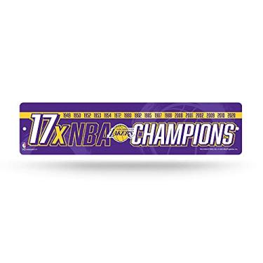 Imagem de Rico Industries NBA Los Angeles Lakers - Placa de rua de plástico 17X Champ - Decoração de casa - Placa de parede