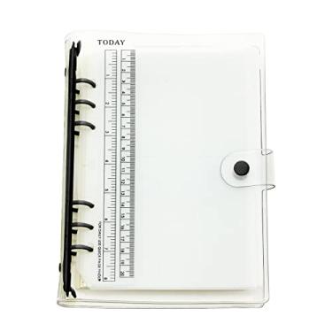 Imagem de Organizador pessoal A6 A5 com capa de PVC colorida de 6 furos com fecho de botão de pressão, pasta de arquivo para caderno de folhas soltas (tinta preta, combo A5)