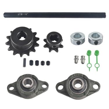 Imagem de pinkhatcat Rodas dentadas do eixo de macaco com rolamentos de bloco de travesseiro UCFL203 Go Kart Minibike Kit completo de eixo de macaco 5/20.3 cm x 30.5 cm 40/41/420 Corrente