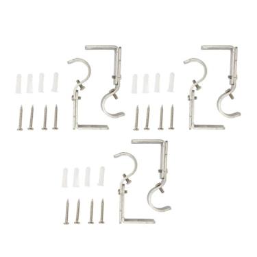 Imagem de Generic Suporte Ao Pólo Romano Suporte de Cortina, Trabalho Fino 6 Peças de Poder Poderoso Poderoso Gancho Suporta Haste Cortina Ajustável para Casa (Prata)