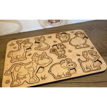 Imagem de Quebra Cabeça de Encaixe em mdf - Fazenda animais - NoBrand