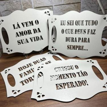 Imagem de Kit 4 Placas para Casamento - em mdf Branco - NoBrand