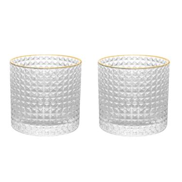 Imagem de Conjunto 02 Copos para Whisky de Vidro com Borda Dourada 320 ml Spike Wolff