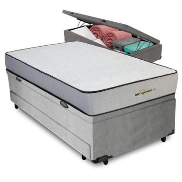 Imagem de Bicama Baú + Colchão Orthopedic D33 V-tech Solteirão, Cinza