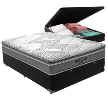 Imagem de Cama Box Baú Viúvo Colchão Ibiza Molas V-tech 128x188x22, Preto