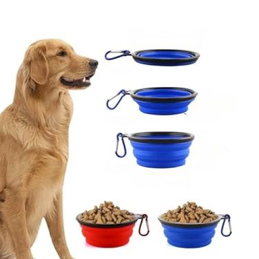 Imagem de Pote Tigela pet portátil Comedouro e Bebedouro de Silicone 350ml para cães e gatos (Preto)