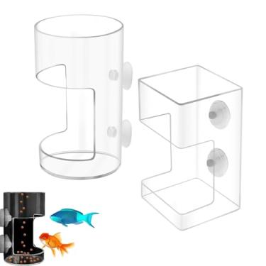 Imagem de 2 peças de bandeja de alimentação de aquário com ventosa, tubo de alimentação de acrílico, suporte de comida para peixes, suprimentos para divisores de tanque, caixa de criador para acessórios de