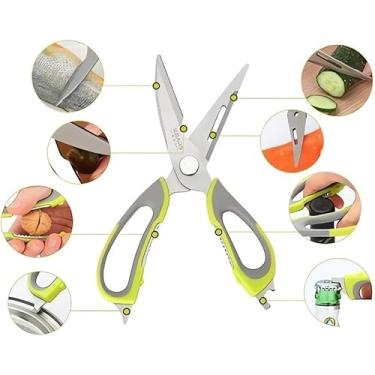 Imagem de Tesoura De Cozinha Desmontável Aço Inox Cortar Alimentos Frango Peixe Multiuso-Vende Mais (Verde)