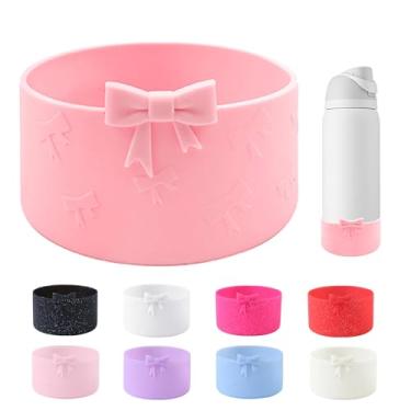 Imagem de YAYAYOUNG Bota de silicone Bow para garrafa de água Owala 947 ml, capa protetora antiderrapante para garrafas de água de aço inoxidável FreeSip, Twist e Flip - Rosa