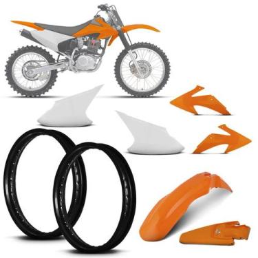 Imagem de Kit Plástico Crf 230f 2008 À 2014 - Pro tork, Branco, Laranja, Par de 
