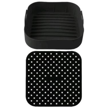Imagem de Cesto e Tapete de Silicone Quadrado Forma pra Air Fryer 19cm - Clink, 
