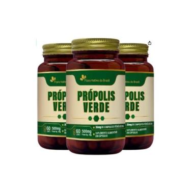 Imagem de Kit 3 Própolis Verde Extrato Seco 500mg 3x60 cps Flora Nativa - Flora 