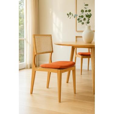 Imagem de Kit 8 Cadeiras Granada Veludo Terracota Madeira Maciça Mel Encosto Tela Sextavada