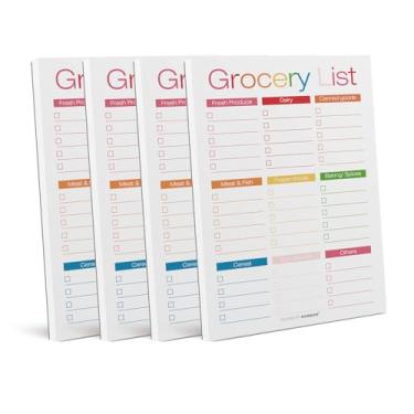 Imagem de Magnetic Grocery List Notepad for Fridge, 4-Pack, 30 Pages Each, 4x5.5 inches, 80GSM Paper (Rainbow)